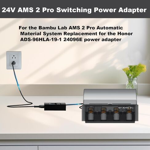 AMS 2 pro محول إمداد الطاقة 24 فولت لنظام المواد التلقائي Bambu Lab AMS 2 Pro، متوافق مع Bambu Lab AMS ADS-96HLA-19-1 24096Eشاحن سلك إمداد الطاقة in Kuwait