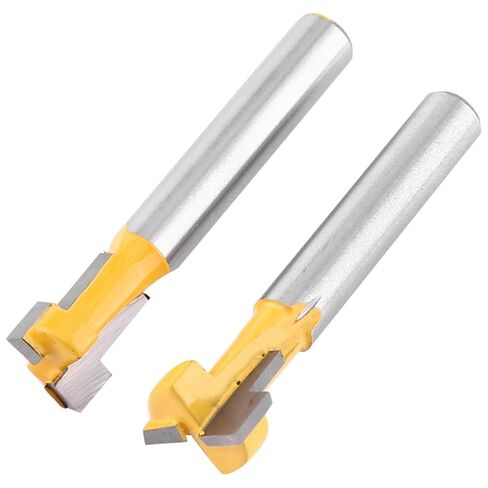 Ymiko T Slot Router 2pcs Yellow T Slot Cutter Router Bit Set for 3/8" & 1/2" Cutting , 1/4" Shank, Ideal for Wood Slotting & Electric Trimmers in Kuwait