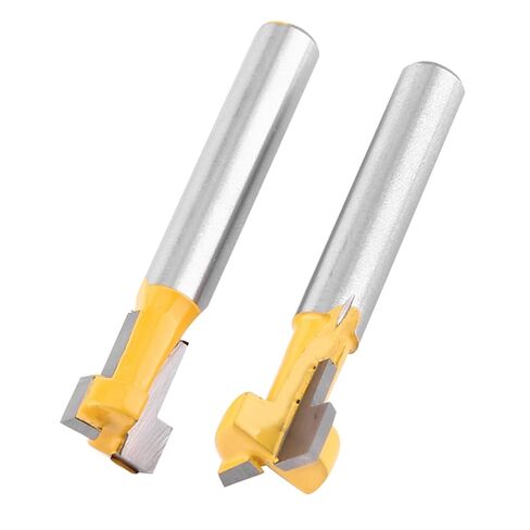 Ymiko T Slot Router 2pcs Yellow T Slot Cutter Router Bit Set for 3/8" & 1/2" Cutting , 1/4" Shank, Ideal for Wood Slotting & Electric Trimmers in Kuwait