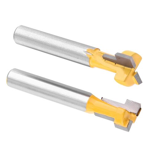 Ymiko T Slot Router 2pcs Yellow T Slot Cutter Router Bit Set for 3/8" & 1/2" Cutting , 1/4" Shank, Ideal for Wood Slotting & Electric Trimmers in Kuwait