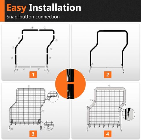 شاشة Z من ORIENGEAR مقاس 7'x6' للبيسبول والكرة اللينة، غلاف برتقالي مدمج مع بطانة EVA مدمجة لمنع الإصابة بالتصادم، شبكة PE شديدة التحمل مع حقيبة حمل للتخزين in Kuwait