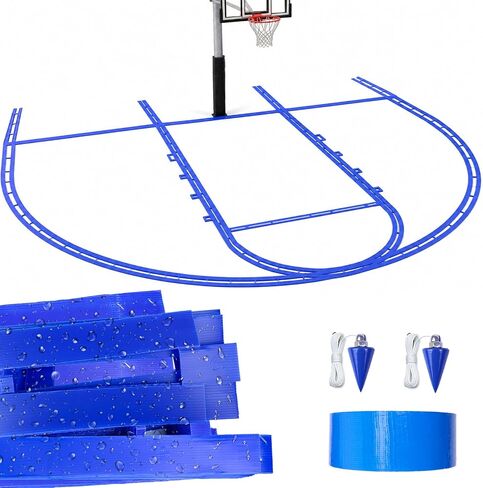 Upgrade Basketball Court Marking Kit,Reusable Waterproof Basketball Court Stencil Kit for Driveway,Concrete and Outdoor Play Areas,Sun-Resistant NOT Paper Board,Durable,Reusable in Kuwait