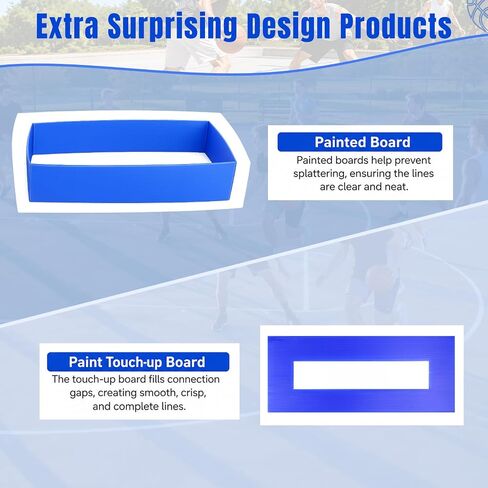 Upgrade Basketball Court Marking Kit,Reusable Waterproof Basketball Court Stencil Kit for Driveway,Concrete and Outdoor Play Areas,Sun-Resistant NOT Paper Board,Durable,Reusable in Kuwait