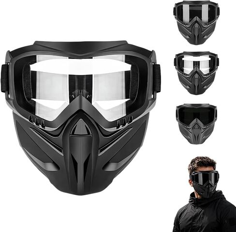 Detachable Full Face Goggle Mask, Outdoor Protection Anti-Fog UV-Resistant Full Face Dust Mask for Riding, Grass Cutting and Welding (Transparent) in Kuwait