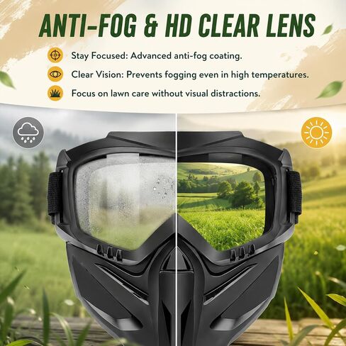 Detachable Full Face Goggle Mask, Outdoor Protection Anti-Fog UV-Resistant Full Face Dust Mask for Riding, Grass Cutting and Welding (Transparent) in Kuwait