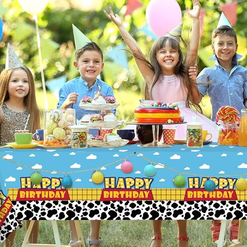 Birthday Decorations Party Supplies, Toy Theme Birthday Party Favors 97 Pcs Including Disposable Dinnerware Set Tablecloth Paper Plates Cups Napkin, Serves 24 Guest in Kuwait