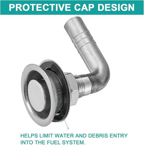 316 Stainless Steel 90-Degree Boat Fuel Tank Vent, Fits 5/8 Inch Hose, Marine Gas Vent with Gasket, Lock Nut, and Protective Cap in Kuwait