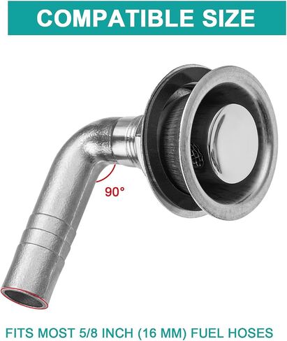 316 Stainless Steel 90-Degree Boat Fuel Tank Vent, Fits 5/8 Inch Hose, Marine Gas Vent with Gasket, Lock Nut, and Protective Cap in Kuwait