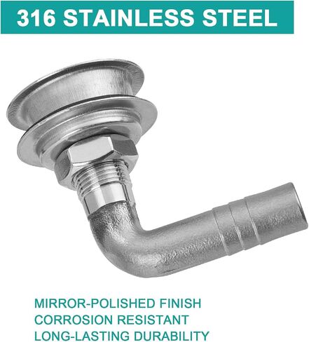 316 Stainless Steel 90-Degree Boat Fuel Tank Vent, Fits 5/8 Inch Hose, Marine Gas Vent with Gasket, Lock Nut, and Protective Cap in Kuwait