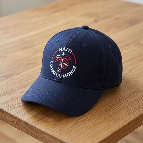 Haiti Soccer Cup 2026 “Coupe du Monde" Embroidered Baseball Cap–Unisex Navy Blue Haitian Soccer Hat Adjustable 6-Panel Cotton in Kuwait