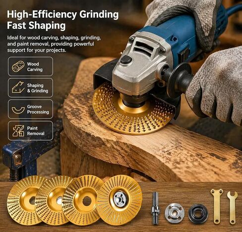 8-Piece Tungsten Carbide Wheel Set, Angle Grinder Polishing Pad & Grinding Discs, Heavy Duty Wood Carving Disc for Grinding, Shaping, Sanding, Abrasive Wheels for Woodworking in Kuwait
