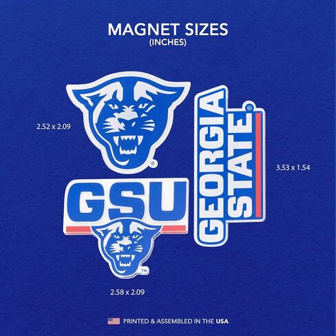مغناطيس أكريليك من جامعة ولاية جورجيا الصحراوية، 3 قطع من تصميم زخرفي GSU Panthers مرخص رسميًا (مجموعة المغناطيس A) in Kuwait