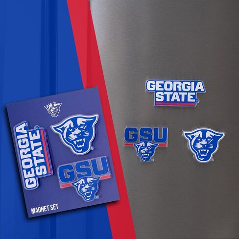 مغناطيس أكريليك من جامعة ولاية جورجيا الصحراوية، 3 قطع من تصميم زخرفي GSU Panthers مرخص رسميًا (مجموعة المغناطيس A) in Kuwait
