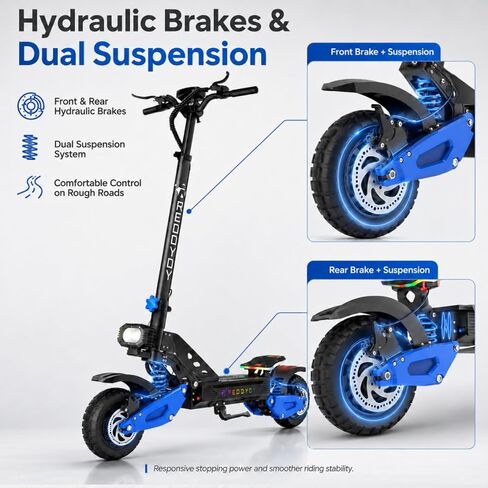 RD2 5000W Electric Scooter for Adults, Dual Motor, Up to 50 MPH | 60V 25Ah Battery, 55 Mile Max Range, Dual Suspension, Hydraulic Brakes, NFC Unlocking & APP Control in Kuwait