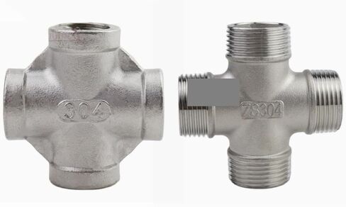 304 الفولاذ المقاوم للصدأ 1/4" 3/8" 1/2" 3/4" 1" 1-1/4" خيط ذكر أنثى 4 اتجاهات متساوية لتركيبات أنابيب المياه والغاز والنفط المتقاطع (خيط ذكر، 1") in Kuwait