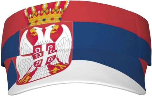Flag of Serbia Print Cooling Stretchy Visor Unisex Visor Hat for Men and Women, No Slip,Sun Protection Visor Black in Kuwait