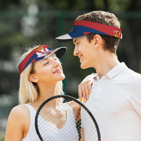 Flag of Serbia Print Cooling Stretchy Visor Unisex Visor Hat for Men and Women, No Slip,Sun Protection Visor Black in Kuwait
