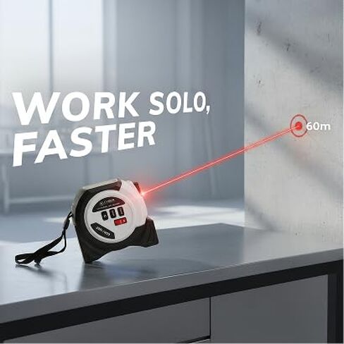 Cyber Measure Pro 3-in-1 Digital Tape Measure with Laser Measurement, Belt Clip & Screwdriver, Battery Powered (2X AAA) – Precision Measuring Tool for Home & Professional Use in Kuwait