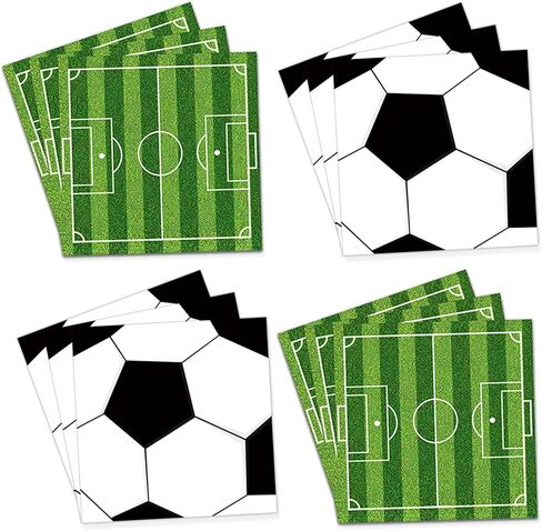 80 Count Soccer Party Napkins 6.5x6.5 Inch– Soccer Ball & Soccer Field Disposable Paper Napkins, 2-Ply Beverage Napkins for Birthday, Sports Watch Party, Game Day & Soccer Celebration in Kuwait