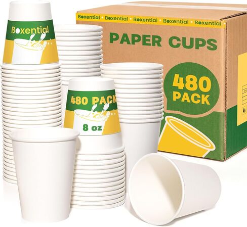 480 Pack 8 oz White Paper Cups, Disposable Coffee Cups for Hot & Cold Drinks, Food-Grade Water Cups Bulk, Paper Cups for Office, School & Breakroom Use in Kuwait