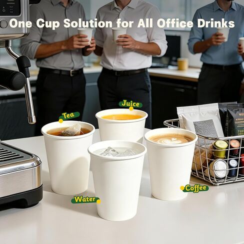 480 Pack 8 oz White Paper Cups, Disposable Coffee Cups for Hot & Cold Drinks, Food-Grade Water Cups Bulk, Paper Cups for Office, School & Breakroom Use in Kuwait