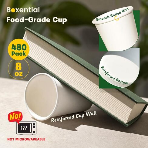 480 Pack 8 oz White Paper Cups, Disposable Coffee Cups for Hot & Cold Drinks, Food-Grade Water Cups Bulk, Paper Cups for Office, School & Breakroom Use in Kuwait