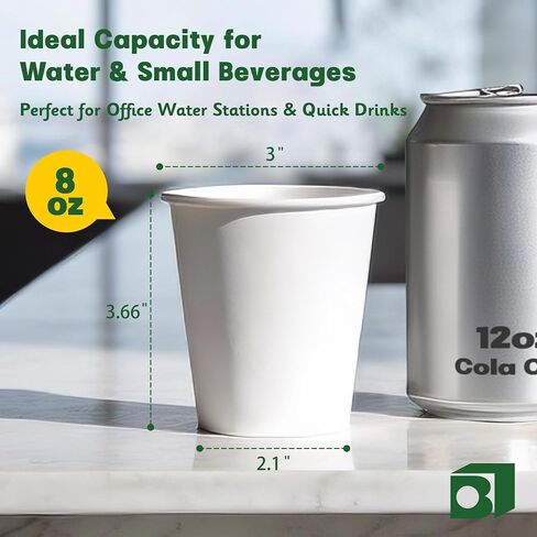 480 Pack 8 oz White Paper Cups, Disposable Coffee Cups for Hot & Cold Drinks, Food-Grade Water Cups Bulk, Paper Cups for Office, School & Breakroom Use in Kuwait