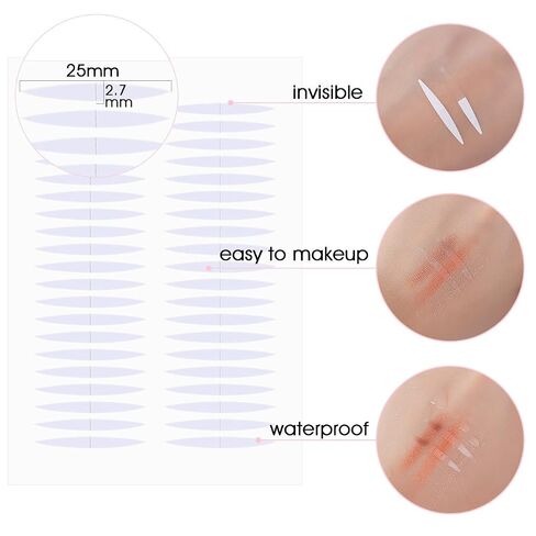 3 Packs Ultra Invisible Two-Sided Sticky Double Eyelid Tapes Stickers, Medical-use Adhesive Fiber, Eyelid Without Surgery Perfect for Heavy Saggy, Hooded, Droopy, Uneven, Mono-eyelids in Kuwait