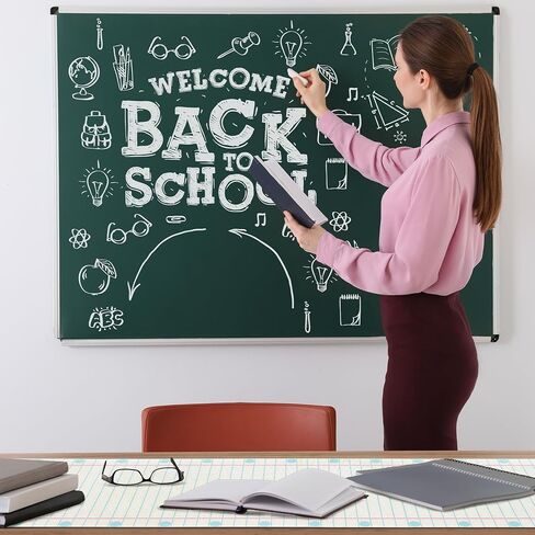 مفرش طاولة العودة إلى المدرسة، 4 قطع من الكتان في اليوم الأول من المدرسة، قلم تلوين، سبورة، تصميمات دفتر ملاحظات، مفرش طاولة لديكور طاولة المنزل في الفصل الدراسي in Kuwait