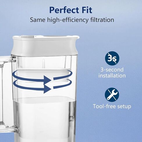 Replacement Filters for Nakii® Water Filter Pitchers, Fits Nakii® NFP-100 | Fits All Nakii Pitcher Filtration System, Chlorine Reduction, 3 Months / 150 Gallon Lifespan in Kuwait
