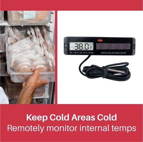 Cooper-Atkins SP160-01-8 Rectangular Solar Digital Panel Meter for Food Safety and Handling in Commercial Grade Restaurant Kitchen Cold Storage in Kuwait