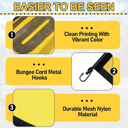 Oversize Load Signs for Trucks, 2 Pack 18" x 84" Oversized Loaded Banner Warning Products with Metal Hooks and Stretch Cord Mesh Flags for Escort Vehicles Cars Trucks in Kuwait
