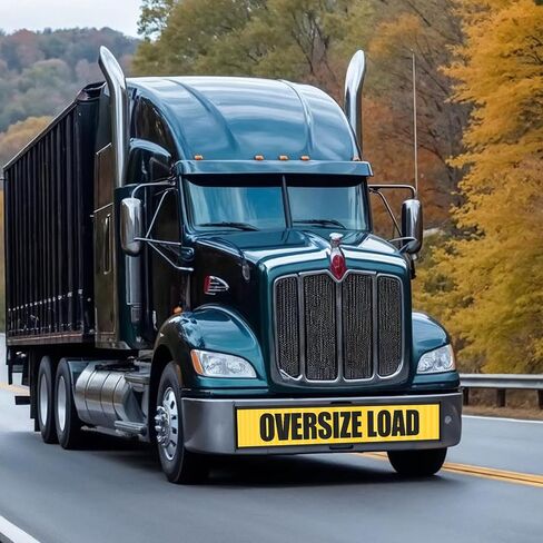 Oversize Load Signs for Trucks, 2 Pack 18" x 84" Oversized Loaded Banner Warning Products with Metal Hooks and Stretch Cord Mesh Flags for Escort Vehicles Cars Trucks in Kuwait