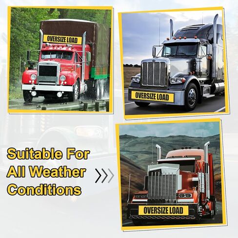 Oversize Load Signs for Trucks, 2 Pack 18" x 84" Oversized Loaded Banner Warning Products with Metal Hooks and Stretch Cord Mesh Flags for Escort Vehicles Cars Trucks in Kuwait