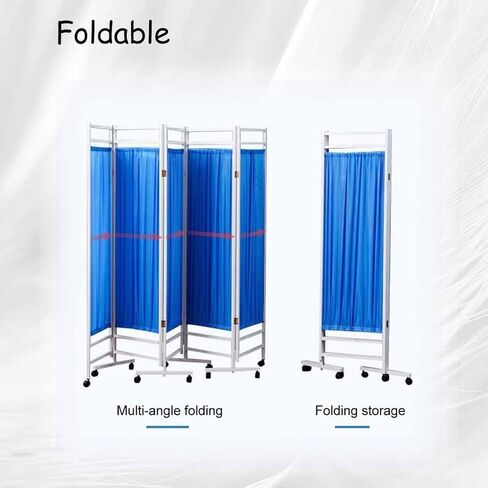 4 Panel Foldable Medical Privacy Screen - Folding Portable Room Seperating Divider, 6 Ft Tall Rolling Medical Privacy Screen On Wheels, for Office/Hospital Temporary Partition Wall Panels(White) in Kuwait