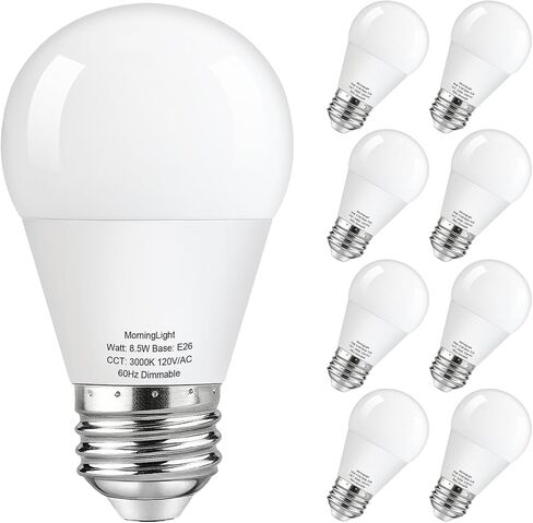 MorningLight Dimmable A15 LED لمبة الضوء 75 وات مكافئة، A15 ضوء النهار 5000K LED لمبة الضوء 75 وات لمروحة السقف، شمعدانات الحائط، ضوء قلادة، كفاءة 8.5W، 800LM، قاعدة E26، 8 عبوات in Kuwait