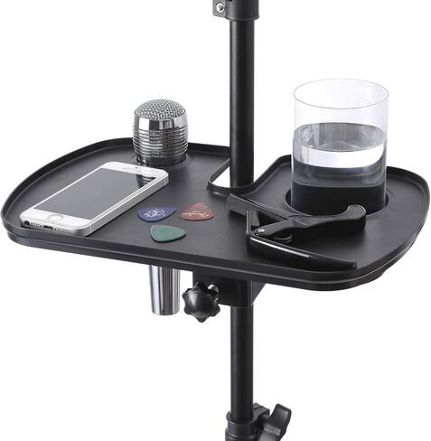 Plastic Microphone Stand Tray Stage Concert Performance Vocal Guitar Accessory with Drink Holder and Microphone Holder (Deluxe) in Kuwait