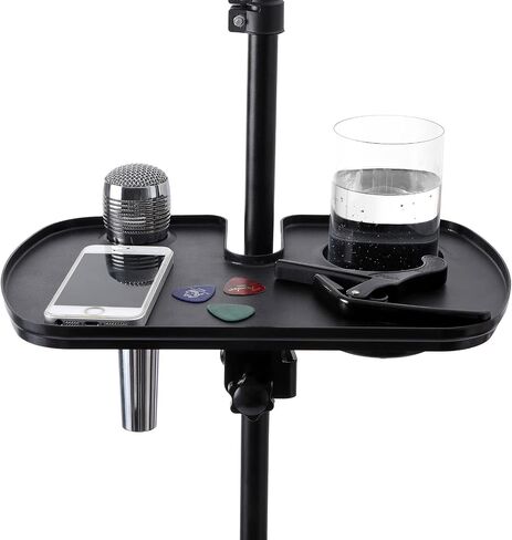Plastic Microphone Stand Tray Stage Concert Performance Vocal Guitar Accessory with Drink Holder and Microphone Holder (Deluxe) in Kuwait