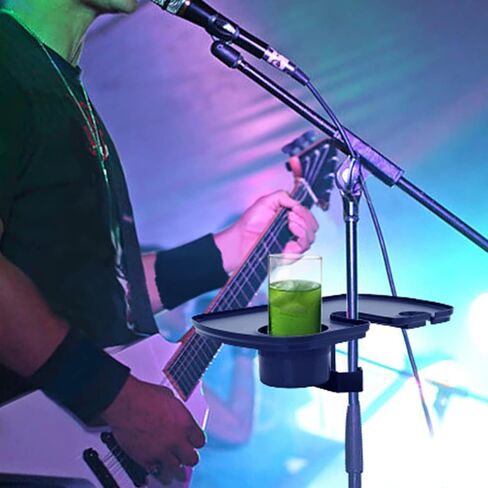 Plastic Microphone Stand Tray Stage Concert Performance Vocal Guitar Accessory with Drink Holder and Microphone Holder (Deluxe) in Kuwait