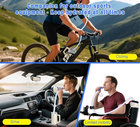 نظام محول الأنبوب - نظام شرب بدون استخدام اليدين لأكواب ستانلي 30 أونصة و40 أونصة | طقم خرطوم سيليكون مانع للتسرب مع مشبك مغناطيسي وفرشاة تنظيف | سفر خالٍ من مادة BPA، والمشي لمسافات طويلة، ويمكن الوصول إليه بواسطة الكراسي المتحركة in Kuwait