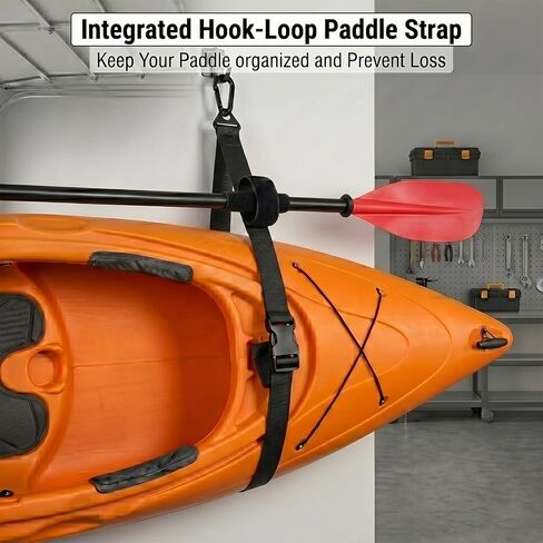 أشرطة تخزين رافعة مثبتة على الحائط من Kayak Canoe SUP، بعرض 1.5 بوصة | حزام نظام تعليق رافعة سقف المرآب، سعة 80 رطل، حامل مجداف in Kuwait