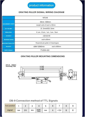 NT-M-5um مطحنة الطحن الخطية 450 مم - 1000 مم TTL 5VDC مستشعر مسطرة الإزاحة (سفر 700 مم) in Kuwait