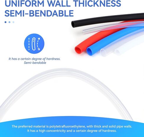 أنبوب تيفلون PTFE، أنبوب متعدد الأغراض بدرجة حرارة عالية 10 أقدام للطابعة ثلاثية الأبعاد والسيارات والكيماويات وخرطوم الهواء (شفاف، 6 × 8 مم - (1/4 بوصة × 5/16 بوصة)) in Kuwait