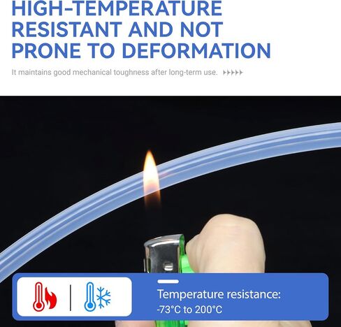 أنبوب تيفلون PTFE، أنبوب متعدد الأغراض بدرجة حرارة عالية 10 أقدام للطابعة ثلاثية الأبعاد والسيارات والكيماويات وخرطوم الهواء (شفاف، 6 × 8 مم - (1/4 بوصة × 5/16 بوصة)) in Kuwait