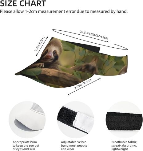 Baby Sloth Print Cooling Stretchy Visor Unisex Visor Hat for Men and Women, No Slip,Sun Protection Visor Black in Kuwait