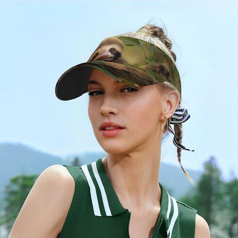 Baby Sloth Print Cooling Stretchy Visor Unisex Visor Hat for Men and Women, No Slip,Sun Protection Visor Black in Kuwait