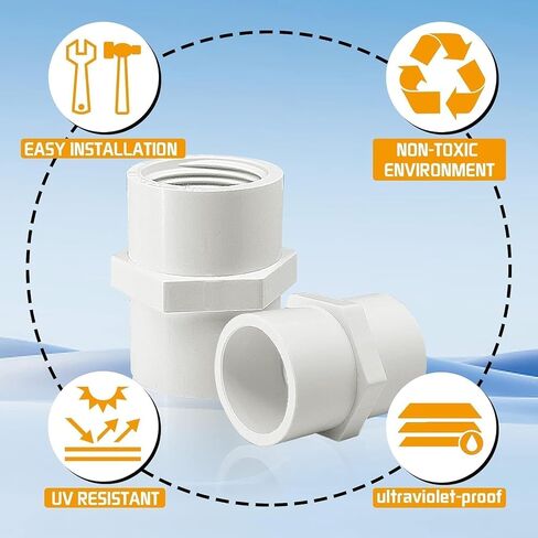 4Pcs 3/4" PVC Pipe Fitting Adapter Connector Union Coupling (Slip Socket x NPT Female Pipe Thread), Ideal for Plumbing, Irrigation & DIY Projects in Kuwait