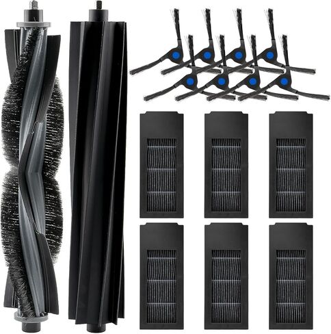 (16 حزمة) قطع غيار X2 Omni متوافقة مع مجموعة ملحقات المكنسة الكهربائية الروبوتية ECOVACS DEEBOT X2 Omni / X2 Pro / X2، 1 أسطوانة ذات شعيرات، 1 أسطوانة مطاطية، 6 مرشحات هيبا، 8 فرش جانبية in Kuwait