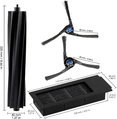 (16 حزمة) قطع غيار X2 Omni متوافقة مع مجموعة ملحقات المكنسة الكهربائية الروبوتية ECOVACS DEEBOT X2 Omni / X2 Pro / X2، 1 أسطوانة ذات شعيرات، 1 أسطوانة مطاطية، 6 مرشحات هيبا، 8 فرش جانبية in Kuwait