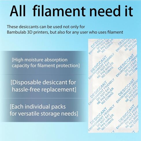 8-Pack Calcium Chloride Desiccant – Highly Absorbent Moisture Absorber for Any 3D Printer Filament Storage, Dry Box, AMS, and Multi-Color Unit, High Capacity for High Humidity Environments in Kuwait